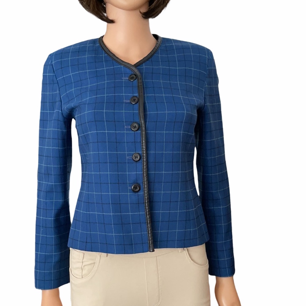 Pendleton virgin wool blue black windowpane blazer